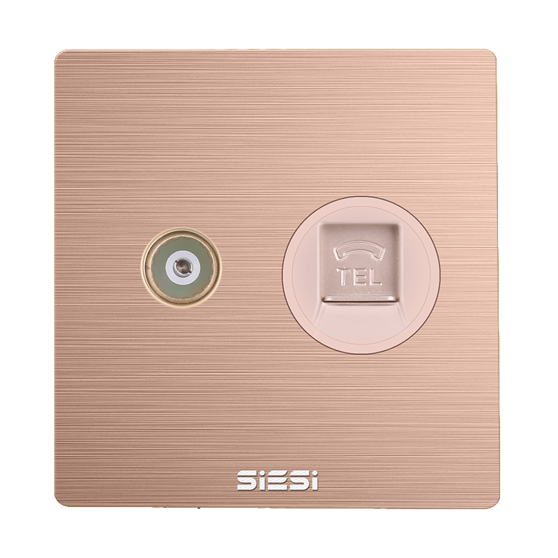 一位电视电话插座-V6玫瑰金-PA视讯照明官网