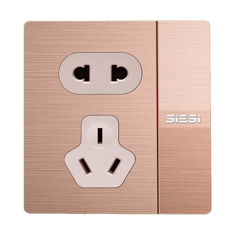 10A二三极插座带（单/双）控开关-V6玫瑰金-PA视讯照明官网