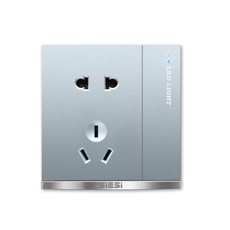 10A二三极插座带（单/双）控开关-V9太空灰-PA视讯照明官网